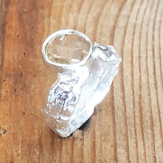Citrien, zilveren ring