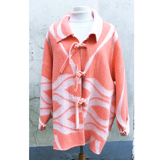 Roze/Wit. Vintage wollen dekenjas