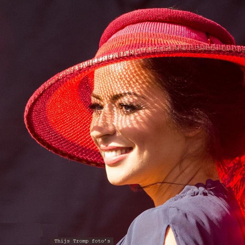 ROOD | Zonnehoed - Zonneklep met strepen